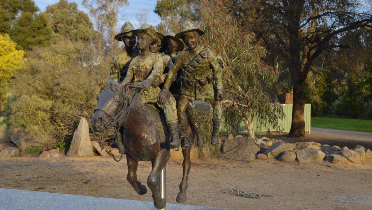 The bronze sculpture of Bill the Bastard, in the Light Horse Memorial Garden in Murrumburrah. At the battle of Romani on 4 August 1916, Major Bill Shanhan, DSO heard of four lighthorseman who had lost their mounts, and he rode back into the battle to pick up his comrades and ride 1000 meters to safety. For his services, Bill the Bastard was retired the next day with full honours and served as an officers packhorse for the remainder of war.  