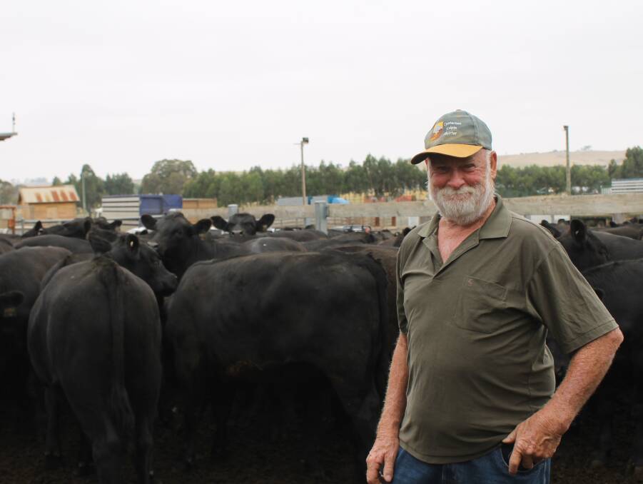 The Gums farm manager Mick Kearns was thrilled with the sale result, including this pen of 58 Boonaroo blood calves, 397kg, which sold for 374c/kg.