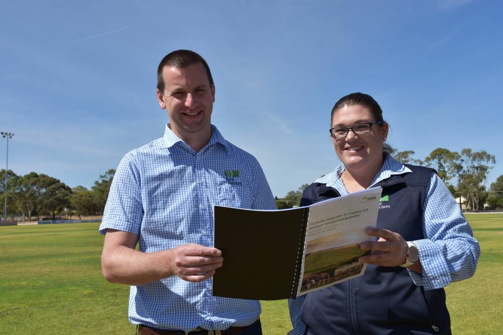 PROFITABLE PATH: Rural Directions agribusiness consultants Simon Vogt and Tara Graetz at the profitable integration of cropping and livestock management workshop.