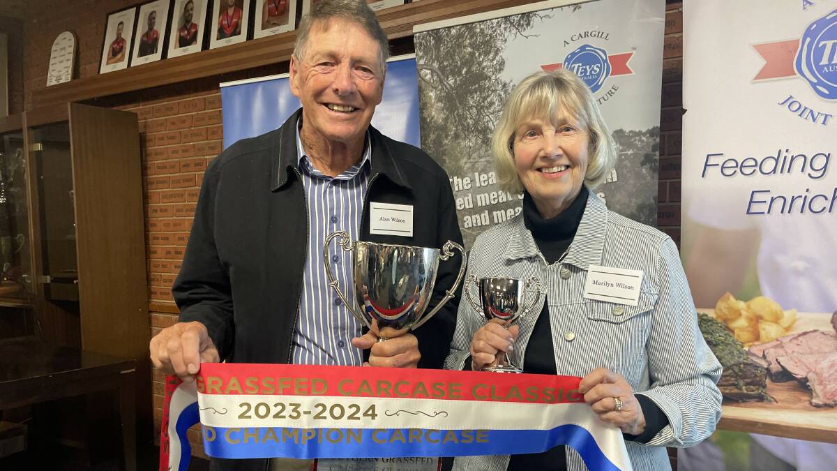 Alan and Marilyn Wilson, RM Wilson & Son, Brentwood, were thrilled to claim the grand champion carcase. Pictures by Catherine Miller