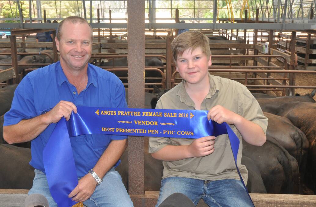 Paul and James Bryson, Keppoch won the ribbon for the best presented PTIC cows. The 2013 drop EU cows made $2360.
