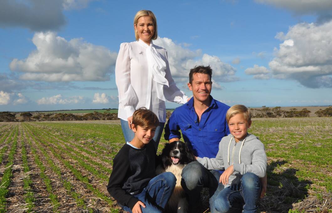 CANCER AMBASSADOR: Ovarian Cancer Australia ambassador Letitia Linke with husband Paul and sons Tommy and Ollie on their farm at Maitland.