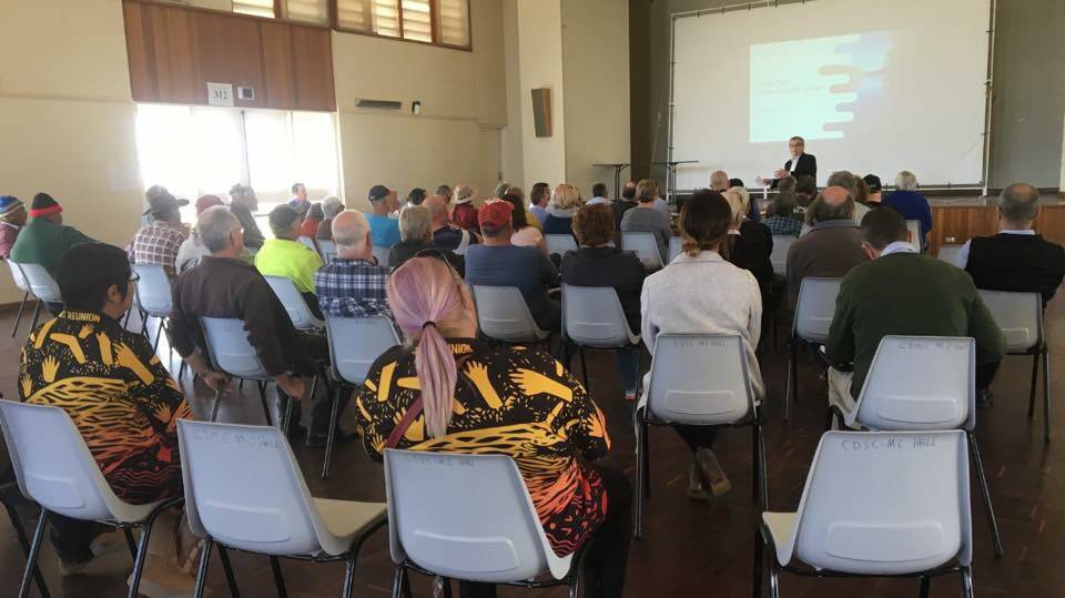 ALL EARS: About 50 people attended the Murray-Darling Basin Authority information session at Menindee, NSW, where updates on the MDB Plan and SDLs were given.