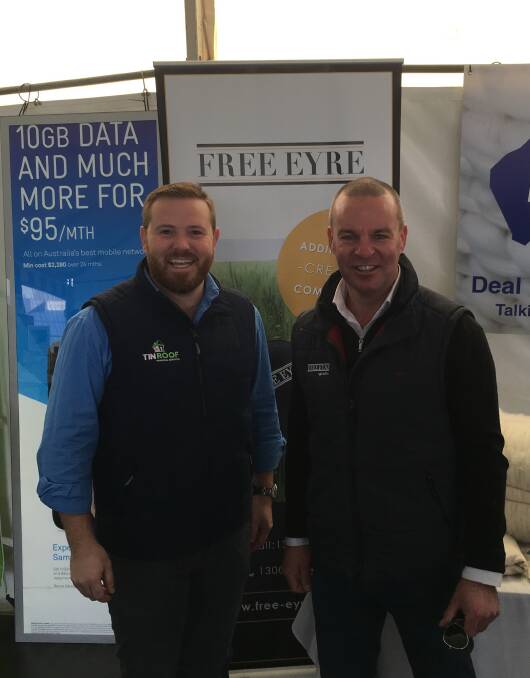Tin Roof Financial Services proprietor David Coyner with Free Eyre chief executive officer Mark Rodda.