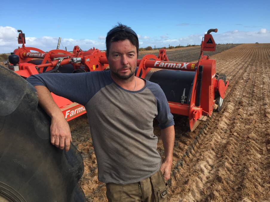 RIPPER MACHINE: Lameroo farmer Daridyn Hayward is hoping to improve poor-performing soils in the southern Mallee with a new Farmax spader.