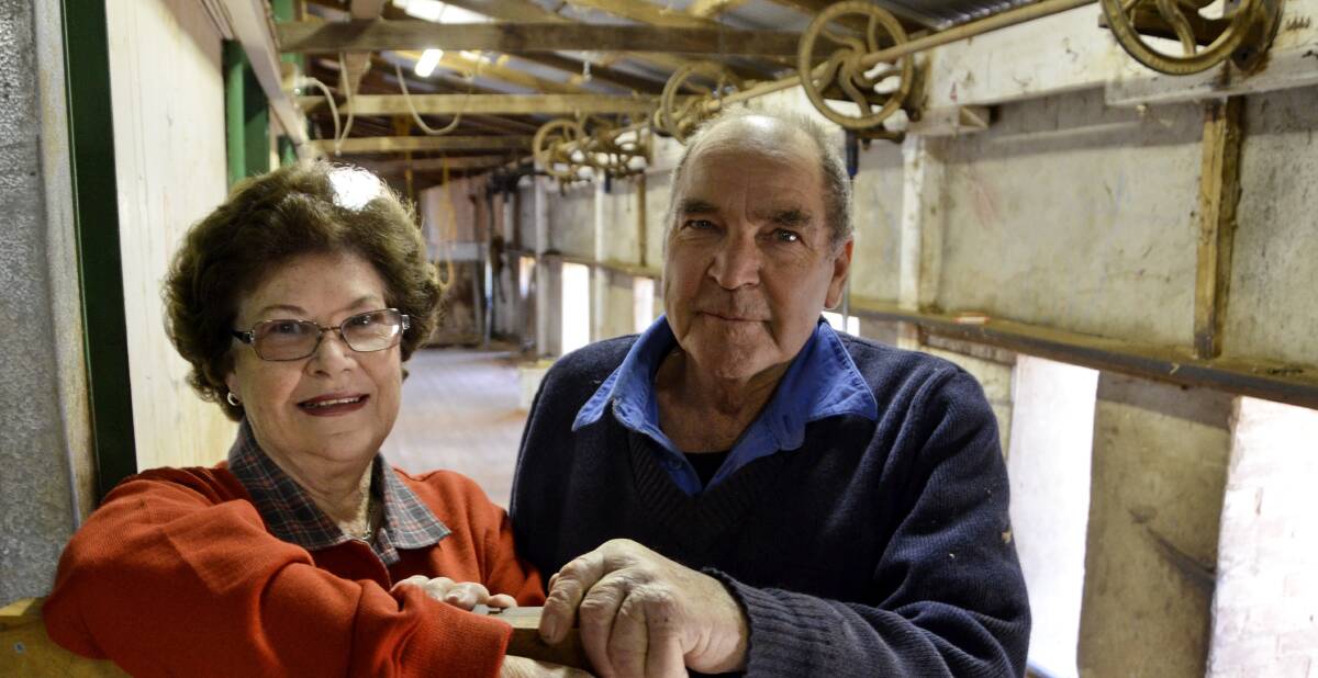 DOWNSIZED: Oulnina Station owners Maurice and Janet Francis in their historic shearing shed, which once housed up to 40 blade shearers. Today it is a six-stand shed.