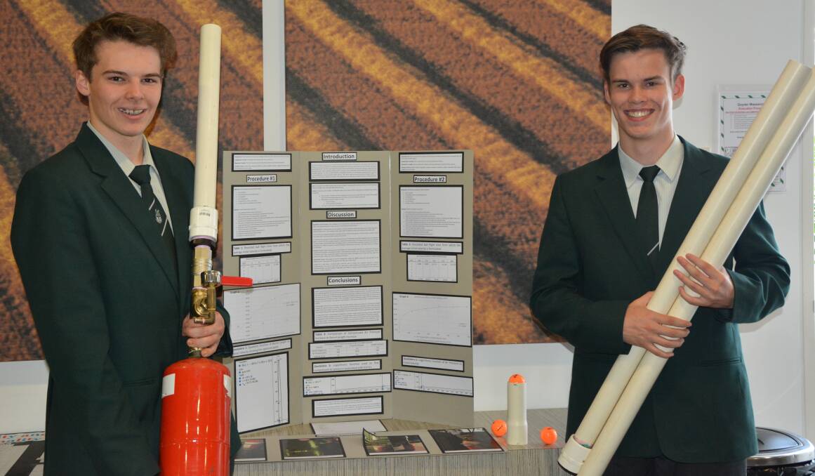 Faith Lutheran College's Harry and Dylan won the Seniors First Prize for their ‘Air Catapult’.