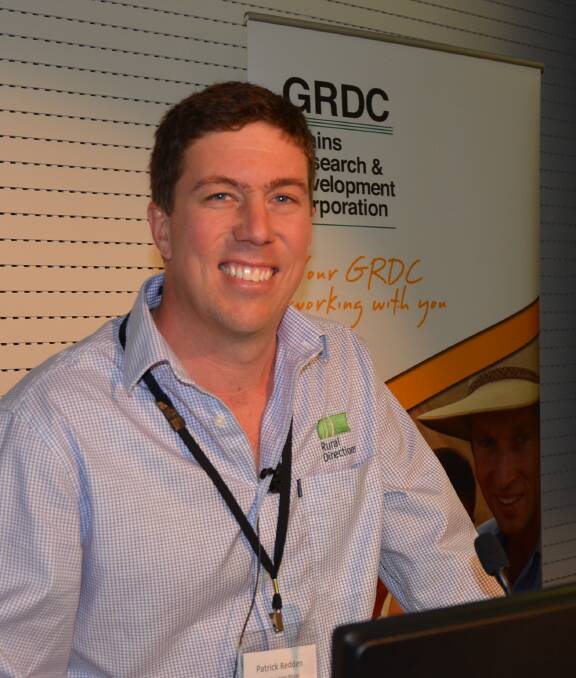LOCAL KNOWLEDGE: Rural Directions' Patrick Redden explained multi-peril crop insurance products available at a recent GRDC farm business update in Adelaide. 