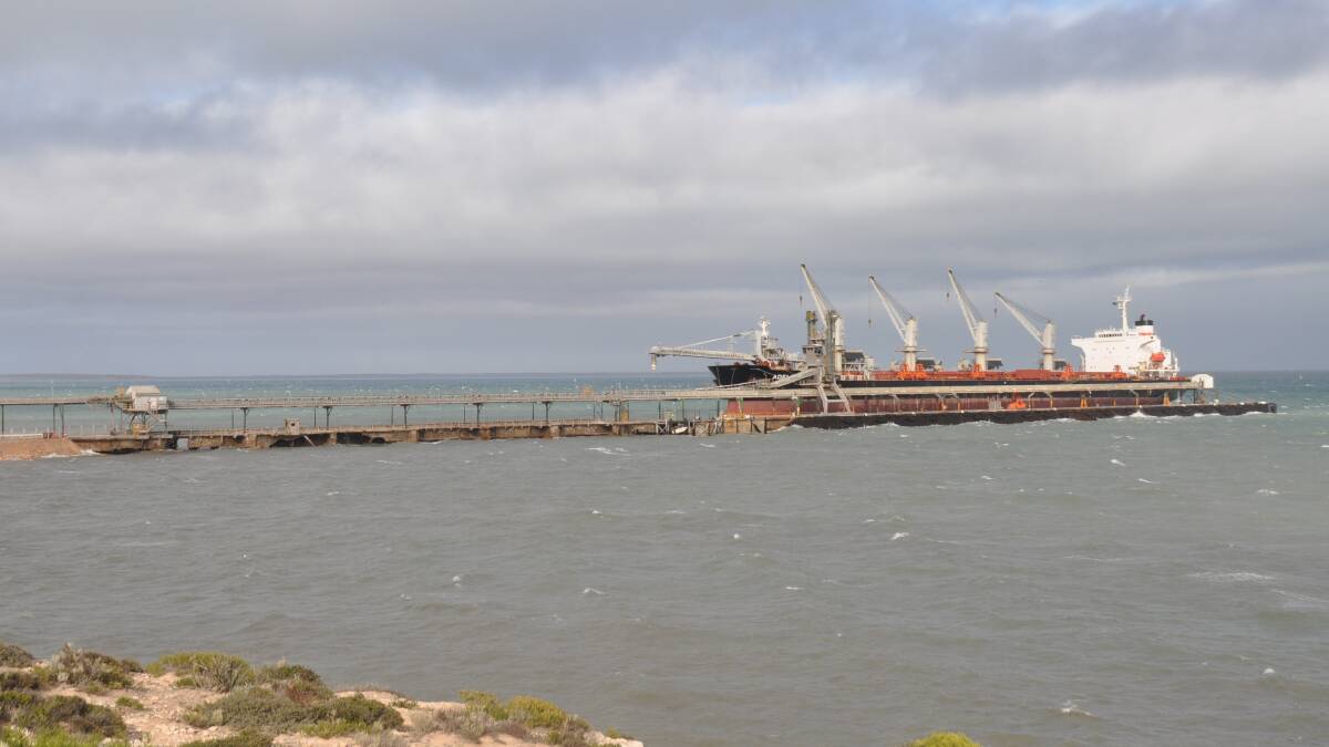 DAMAGE CONTROL: The jetty at Thevenard port, which supports Viterra’s ship-loading conveyor belt, was closed on June 28 due to “safety concerns”. Photo: LUCA CETTA
