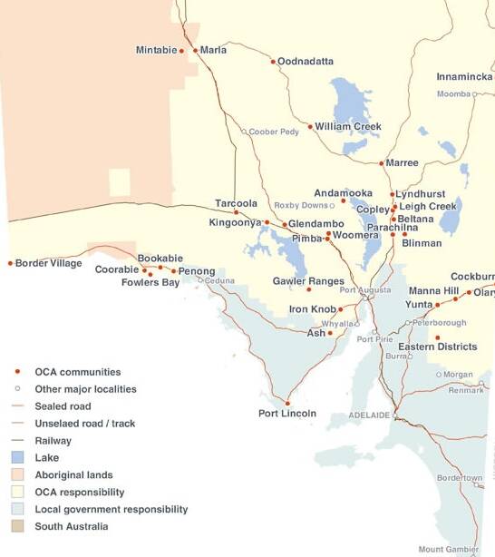 AREA: The Outback Communities Authority is responsible for about 25 to 30 townships and settlements in the outer districts of the SA that do not have a local council.
