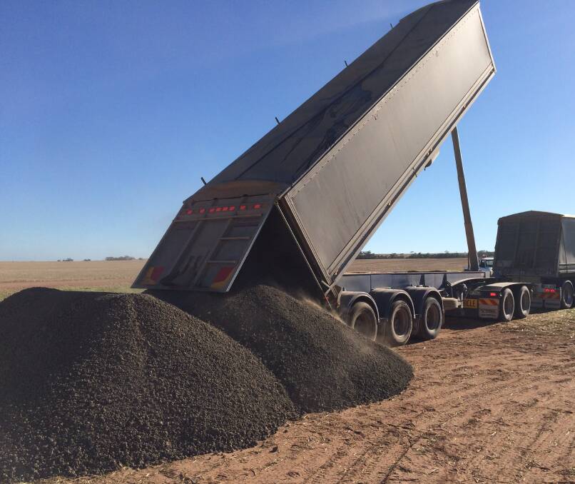 BIG LOAD: The Wilksch family trucked in 150 tonnes of biosolids last season and spread it across a 20-hectare area.