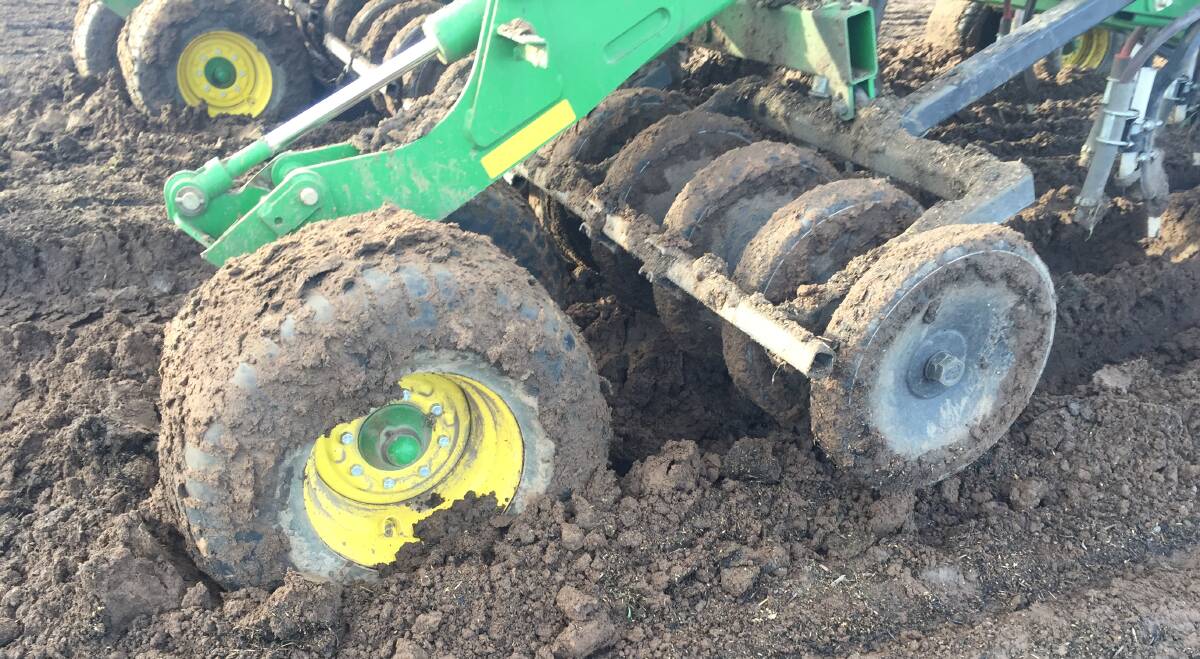 Bogged seeders have been a common sight throughout the Victorian cropping belt this year. 