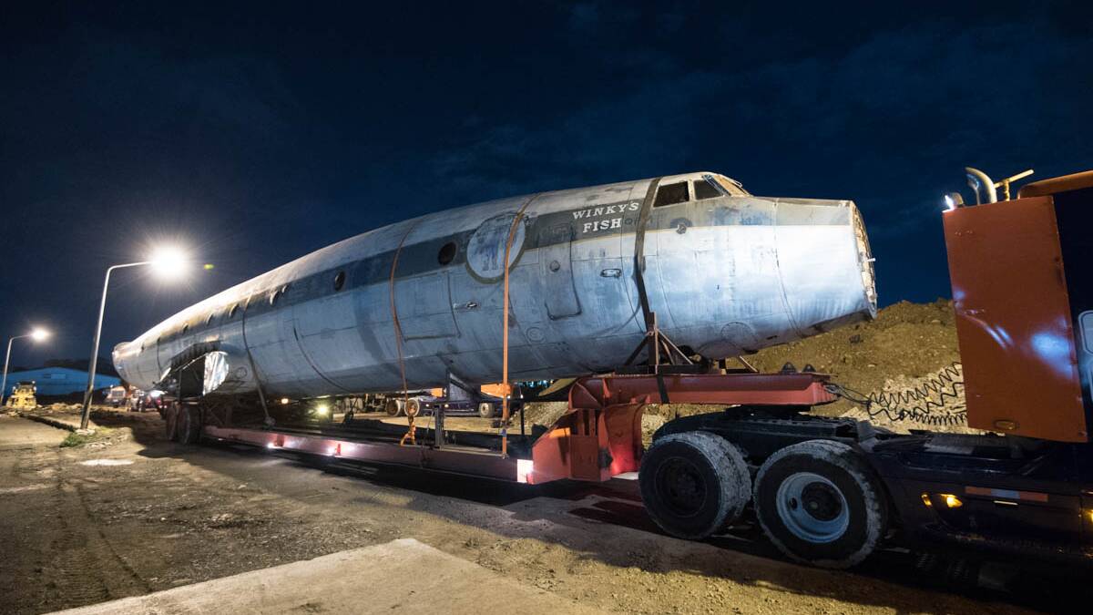 The "Connie" fuselage enroute to Manila's seaport. Photo by Rodney Seccombe.