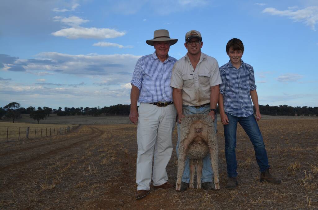 John Keniry with son Richard and grandson Will Englund,11, on the family farm, "Kildara", Eurimbla, NSW. 
