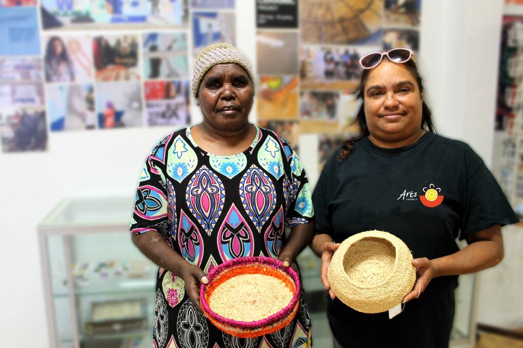 Arts worker Sherrie Jones, right, pictured with Sharon Bryant, will soon have an exhibition at Arts Ceduna.