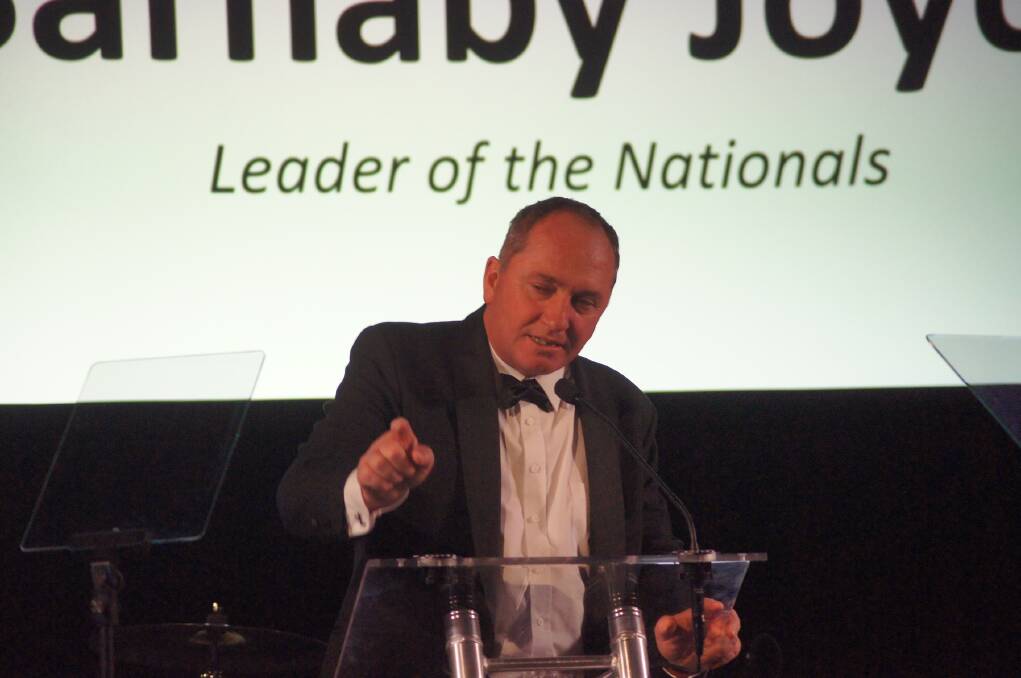 Barnaby Joyce in action at the National Agriculture Day gala dinner last night.