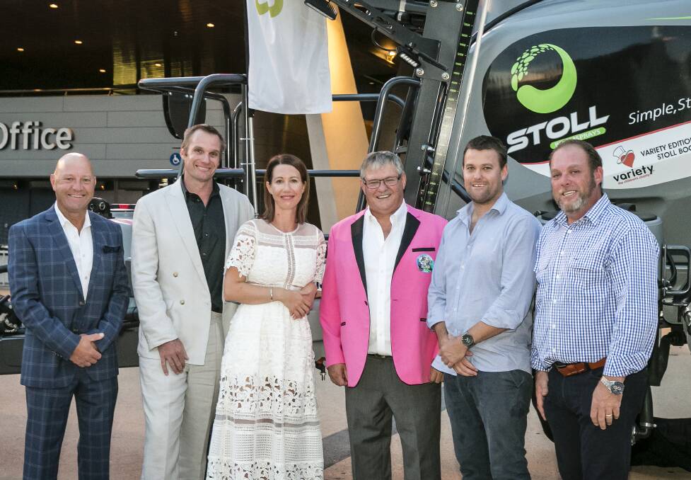 GOOD SPRAY: Variety chief executive officer Mark McGill, Stoll Boomsprays' Jarrod and Kelly Stoll, and Ramsey Bros' Brenton and Linc Ramsey and Tim Glover. 