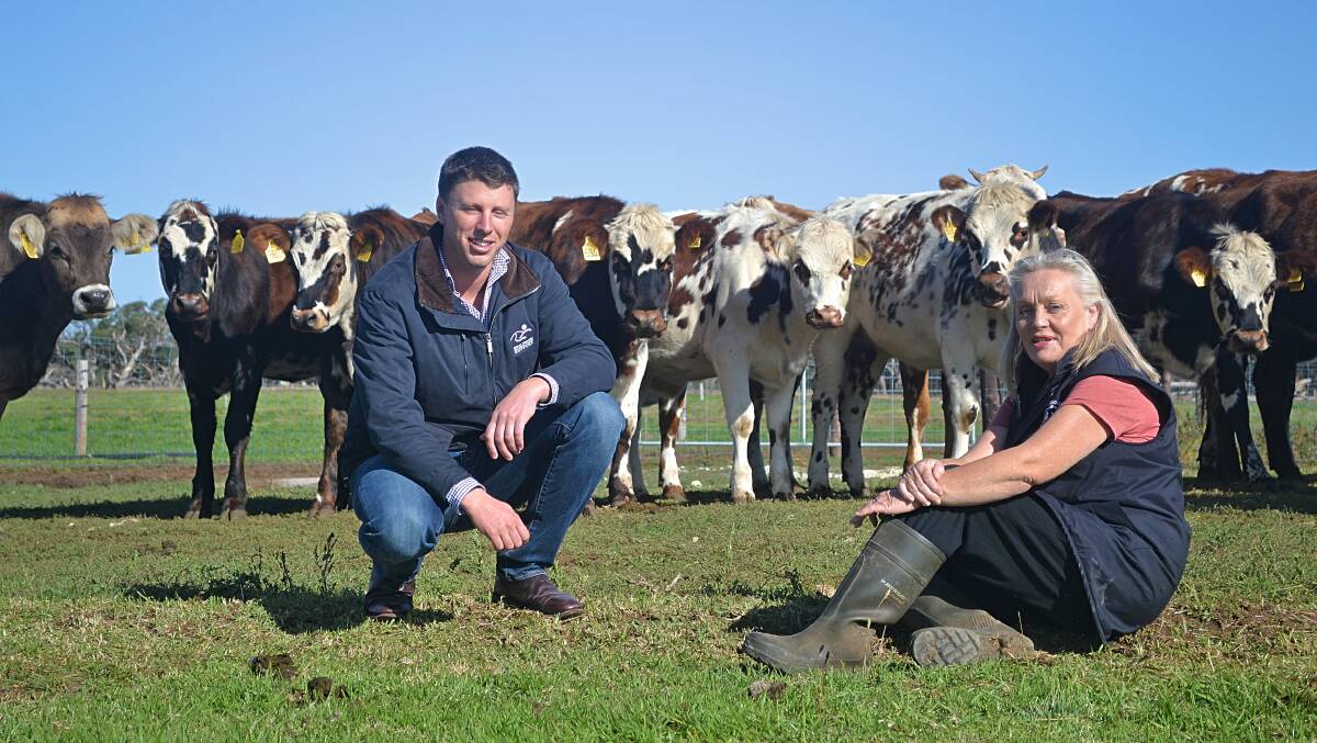PLANNING AHEAD: RBS Dairy Analyst Lachlan Hood with Lorraine Robertson, Allendale North.