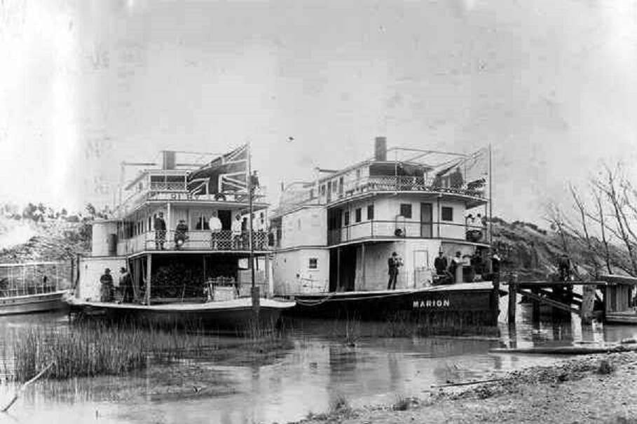 LOOKING BACK: The PS Ruby and PS Marion together in 1916. The two paddle steamers have a long association with communities along the Murray and Darling rivers.