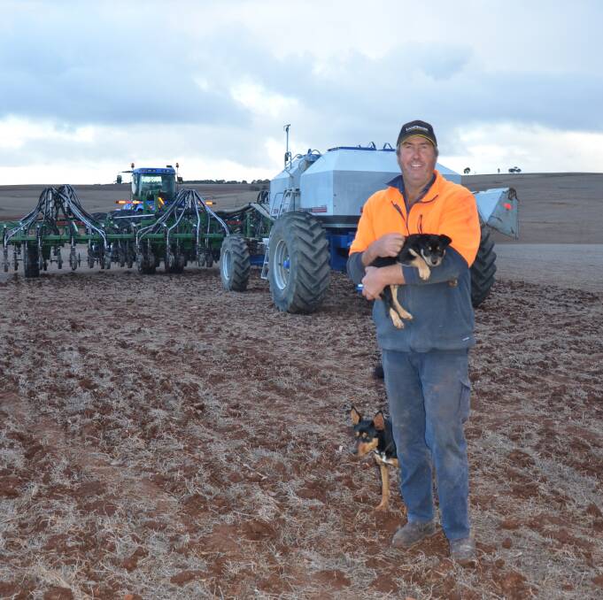 PLAN AHEAD: Lipson farmer Brenton Stratford, with pup Whitey, said sowing had been delayed this year. He is planning a wellbeing day to support the farming community.