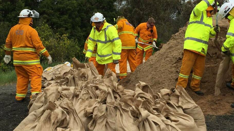 CFS members are at the site filling sandbags in wake of Greenock effluent dam wall breaking before midday today.