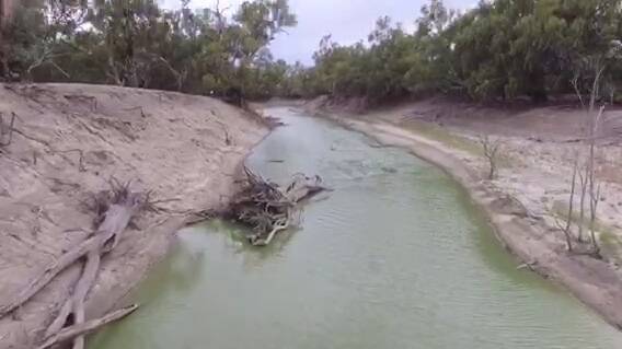 DRY TIMES: There are almost zero inflows in the Darling River below Walgett, NSW. Photo: TOLARNO STATION