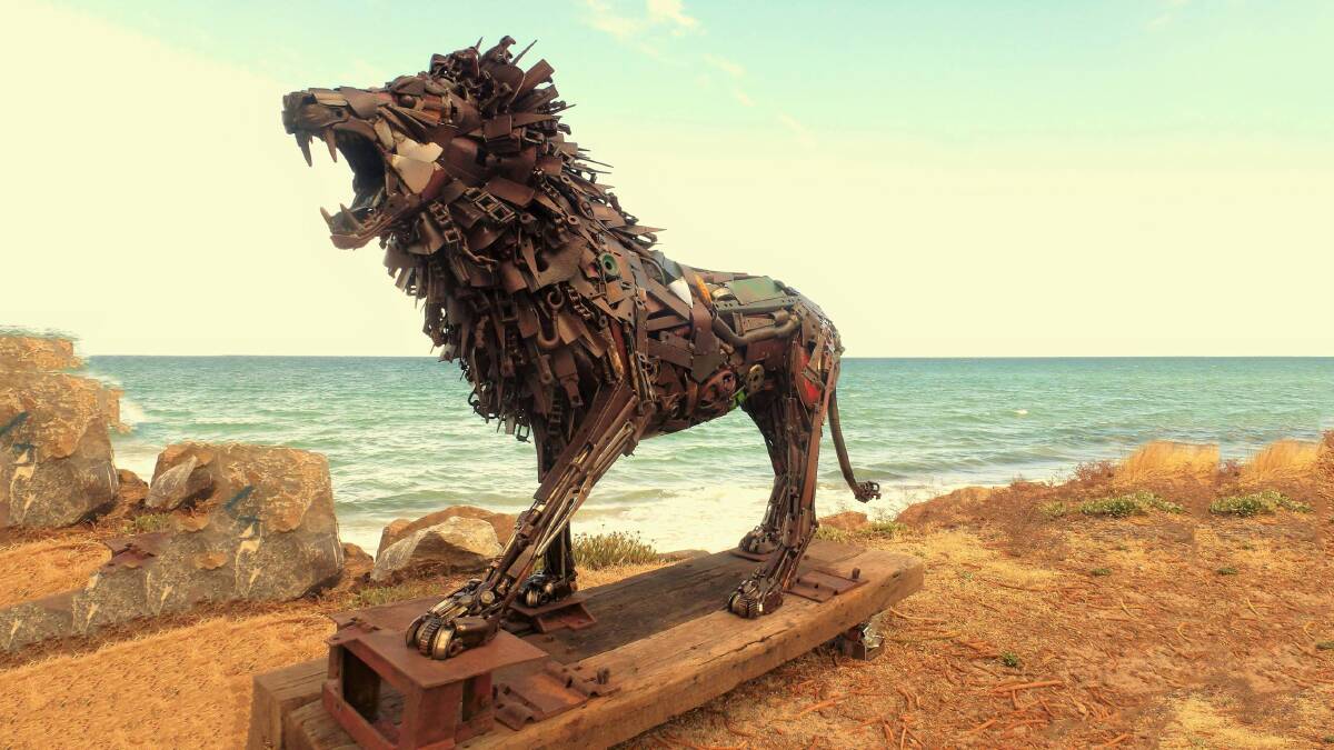 LION'S ROAR: Joel's sculpture of a lion, which was entered in the SALA festival.