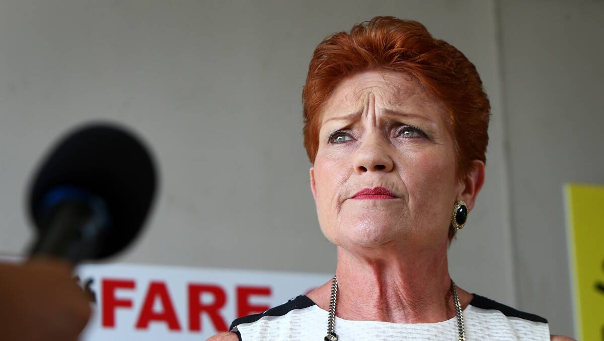 Senator Pauline Hanson says she will halve the number of state MPs and reinstate an Upper House in Queensland if One Nation wins the next election. Photo: Lisa Maree Williams