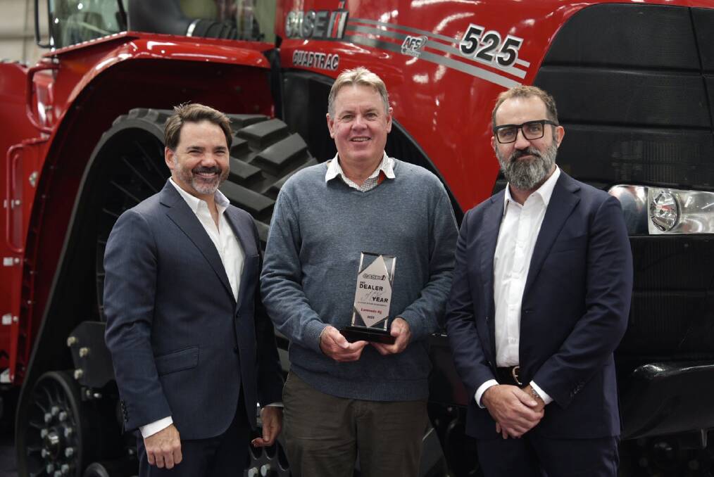 Larwoods Ag Director Mathew East with CNH Managing Director for Australia and New Zealand Brandon Stannett and CNH Business Director - Agriculture ANZ Aaron. Picture supplied by CASE IH 