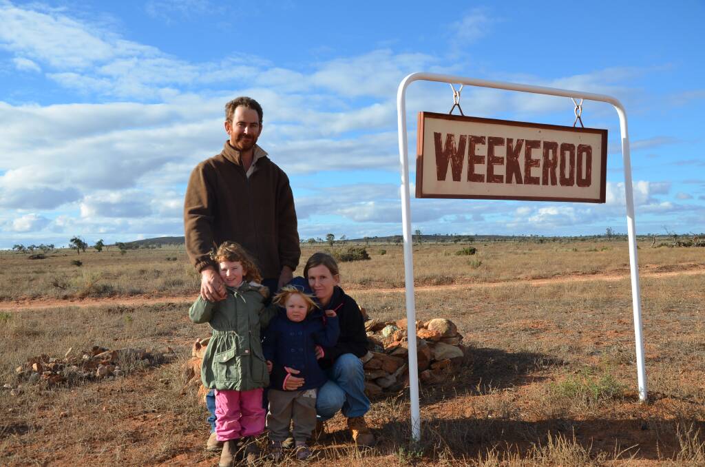 PASTORAL COUNTRY: Byron and Kristina Crawford, and daughters Ella and Hanna, run 6500 Merinos on Weekeroo Station, north of Manna Hill.