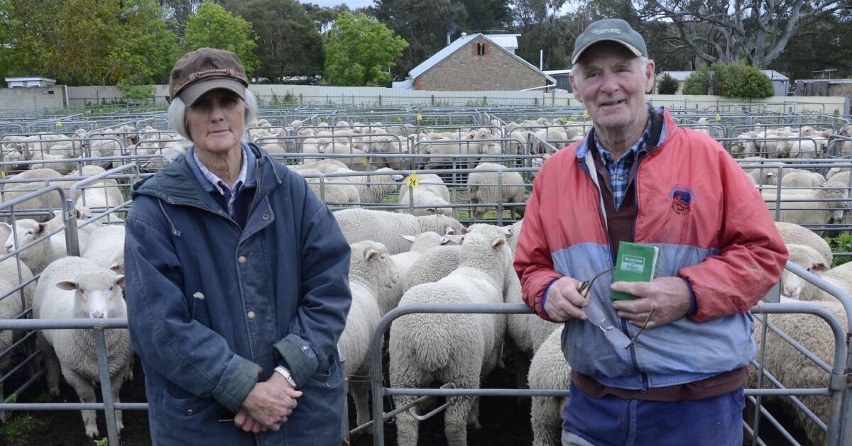 SUCCESSFUL SALE: Mount Pleasant vendors Pat and Paul Boucher, Springton, sold 14 crossbred lambs at $146 to Kangarilla Meats.
