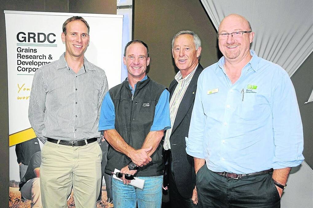 Hooper Consulting's Peter Hooper, Macquarie Franklin's Basil Doonan, former St Kilda coach Stan Alves and Rural Directions' David Heinjus were guest speakers at the GRDC farm business update for growers.