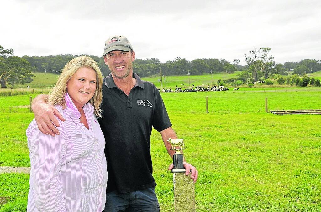 HANDY HOLSTEINS: Andrew and Sonya Maxwell, Glenmax Holsteins, Charleston, won awards for best heifer, best group of three heifers and best mature cow at the Mount Torrens & Districts 49th dairy heifer competition.
