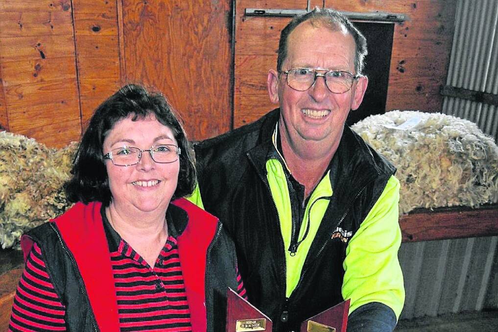TOP FLEECE: Angela and Gary Lock, Linda-Vista, Mundulla, won two major fleece titles at the Mundulla Hogget Competition last Friday.
