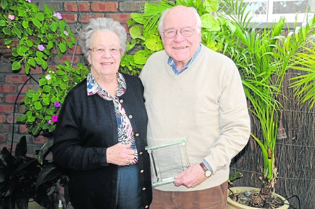 HONOURED: Frank Beauchamp, honoured for his service to the dairy industry, with his wife Judith.