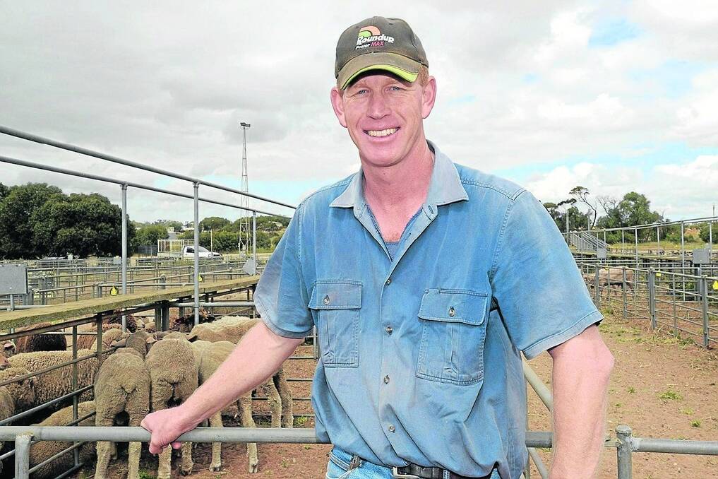 EAGLE EYE: Scott Dinham, Tailem Bend, was on-hand to see how his lambs sold at Murray Bridge on Monday.