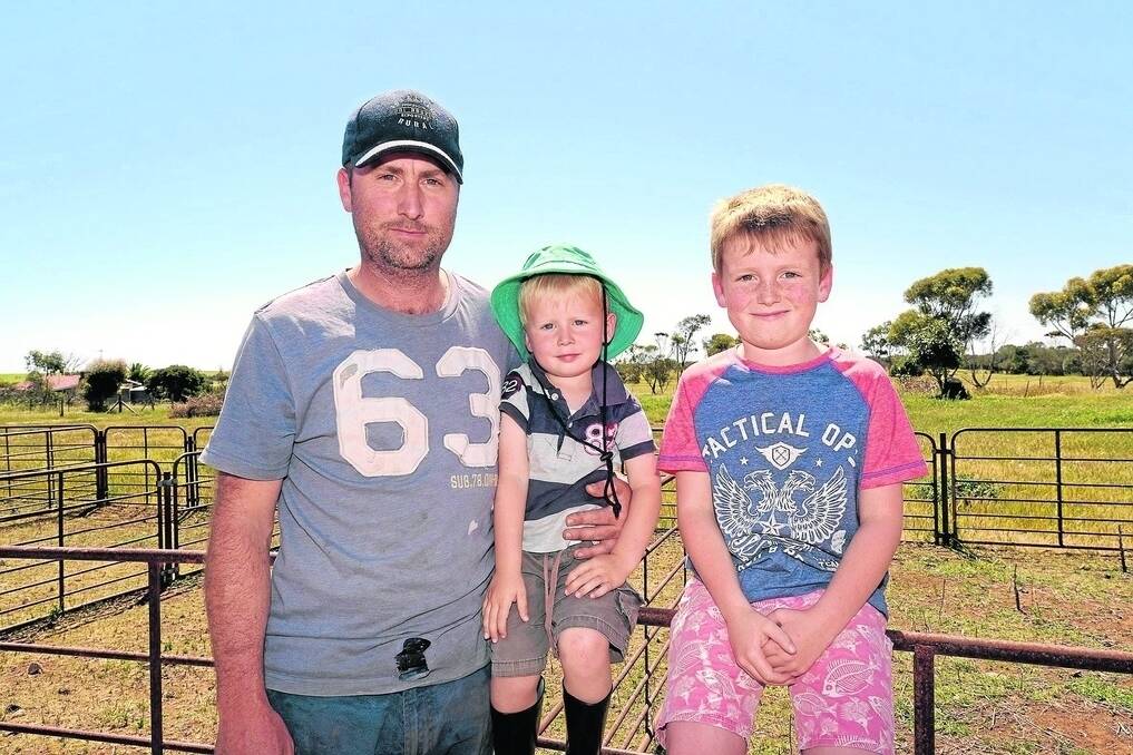 HONNER HIGH: Joe, Leo and Ben Honner, Yorketown, watched their young ewes make to $90.