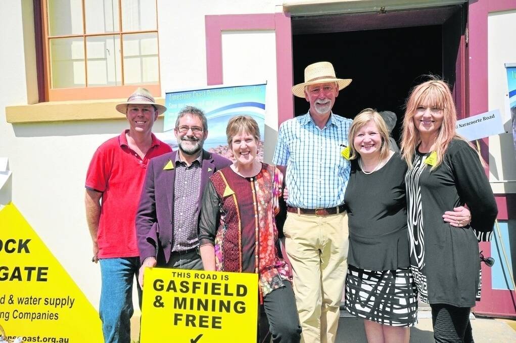 TEAM WORK: Robe mayor Peter Riseley (third from right) with LCPA chairman Will Legoe, Greens MLC Mark Parnell, federal Greens senator Penny Wright, agricultural advocate Anne Daw and LCPA committee member Sue Westgarth. 