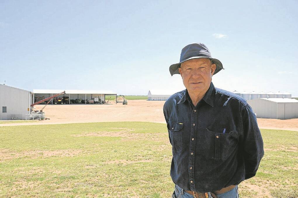GOOD PLAN: Paruna farmer Andrew Cass’ property has an impressive cluster of machinery and grain sheds which he says has allowed them to become “inventory managers”.