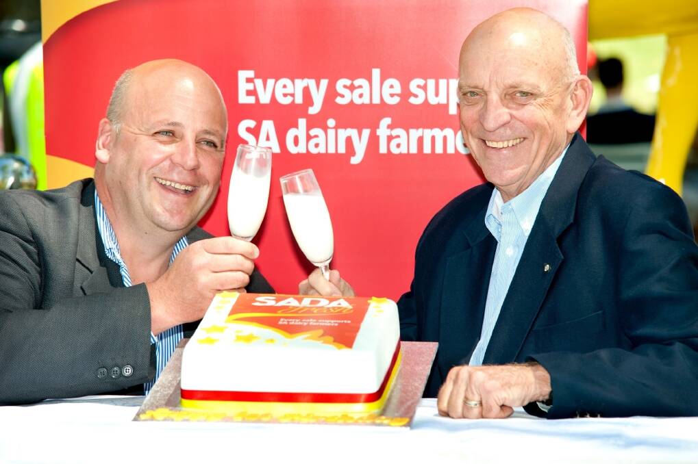 FINANCIAL BACKERS: SA Dairy Industry Fund chair Dennis Mutton (pictured on right with SADA president David Basham) said applications were now open to gain finance from the Fund. “We are greatly looking forward to receiving innovative proposals that offer some exciting opportunities to reinvigorate an industry that's been vitally important to the State and its economy for generations," he said.