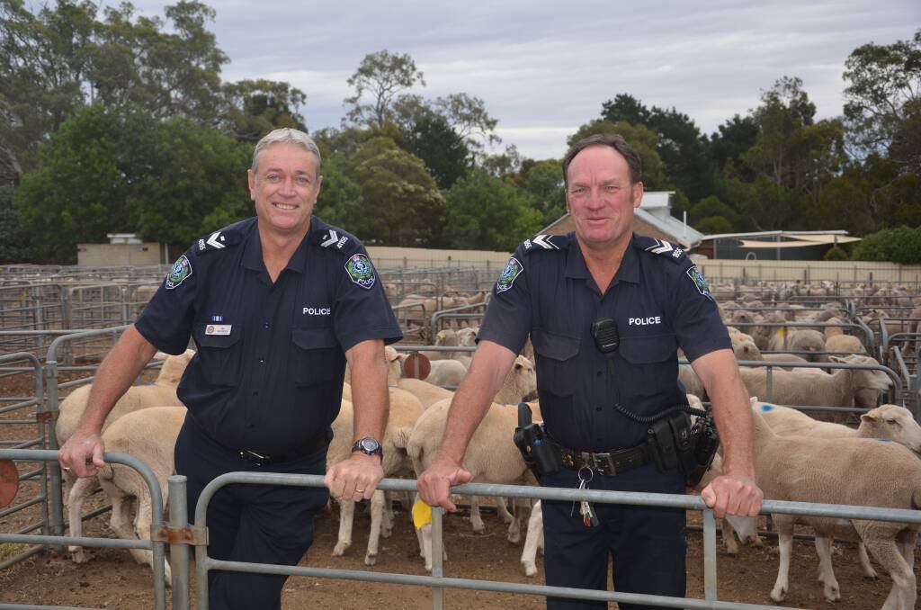 AGRICULTURAL LIASION: Brevet sergeant Paul Bruggemann, Mallala, (pictured on the right with senior constable Ian Skewes of the community programs section) is one of the state’s nine agricultural liaison officers within the SA Police force.