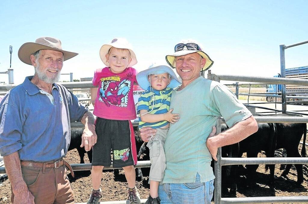 FAMILY AFFAIR: Leo, Oskar, Markus and Phil Versteegh, Strathalbyn, sold a pen of heifers for $555 at their local market on Friday. The Versteeghs had a fire burn out some of their property before Christmas and were offloading some cattle as a result. They found the price for heifers very competitive.