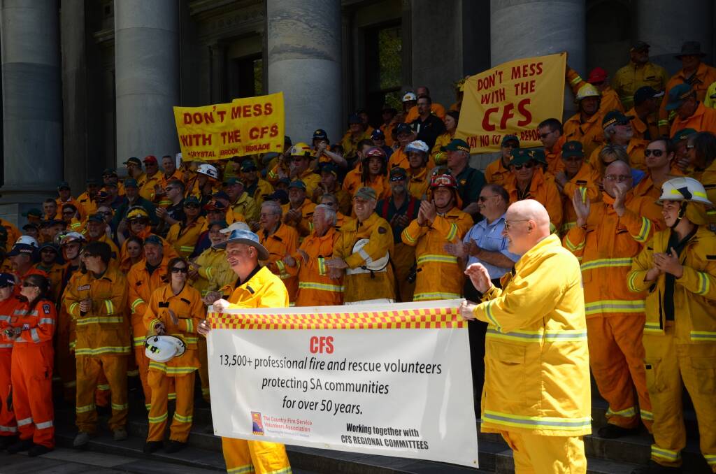 Members of the CFS protested elements of the reform process on the steps of Parliament House in January.