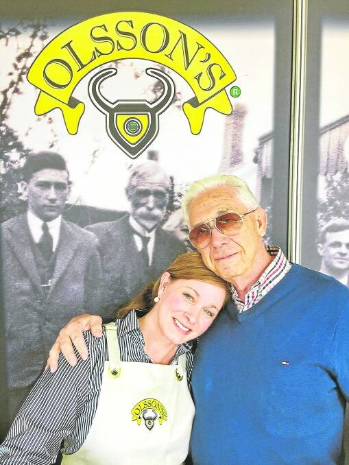 Olsson’s Salt director Alexandra Olsson and her father, Charles Olsson, who made the first salt block with his father in 1949. The company is better known for its livestock nutritional supplements but its flakes are now taking off in the gourmet food industry.