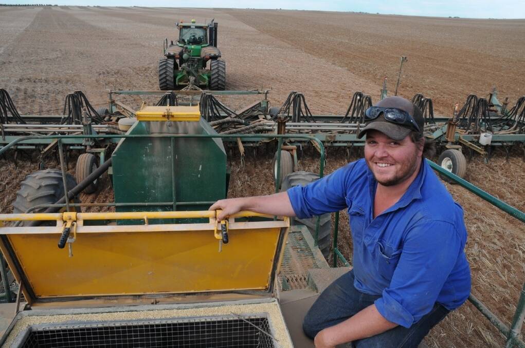 It was all systems go at the Balaklava property of Brett and Gavin Roberts this week, where farmhand Gav Hahsey was pictured sowing Moby barley for hay.