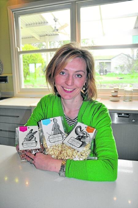 Susie McLachlan, Wrattonbully, with her range of popcorn produced from the family’s farmhouse kitchen.
