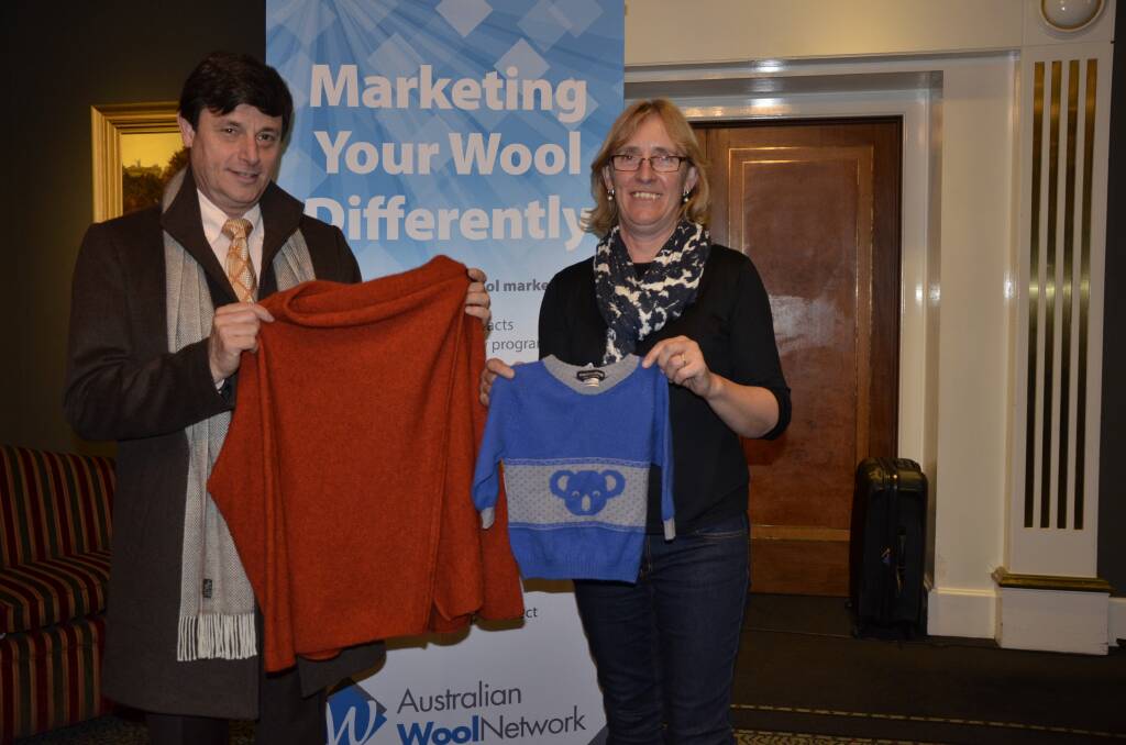 AWN managing director John Colley and KI Wool chairperson Christine Berry with some of the MerinoSnug products featuring KI wool which will be sold in stores across Australia.