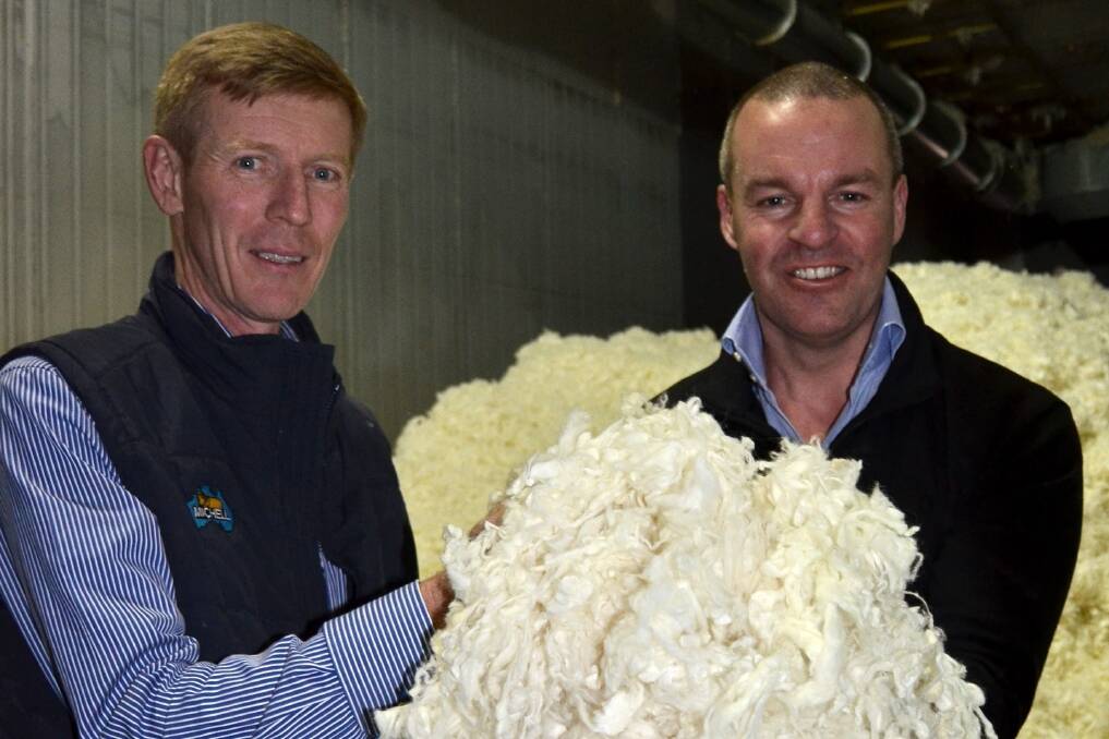 Michell Wool CEO Steven Read with FREE Eyre CEO Mark Rodda who has made a comeback to the wool industry in an advisory role with Michell, developing wool marketing programs to link Australian growers and global end-users.