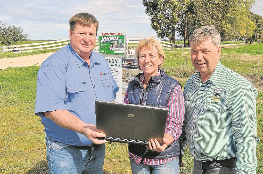 SAL Real Estate’s Darryl Napper with vendors Mel Johnson and brother-in-law Jeff Johnson, Cooinda, Keith, who will hold the first interactive live and online land auction on October 7.