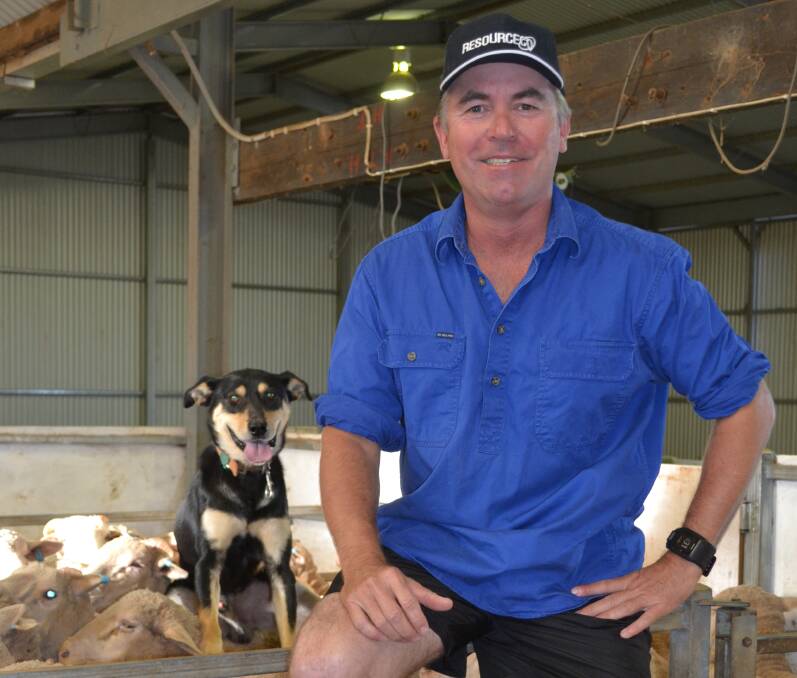 TRAINING TIME: Craig Honan, Hallett, with his dog Ben in the shearing shed, is in training for a 42-kilometre race through the American city of New York in November.